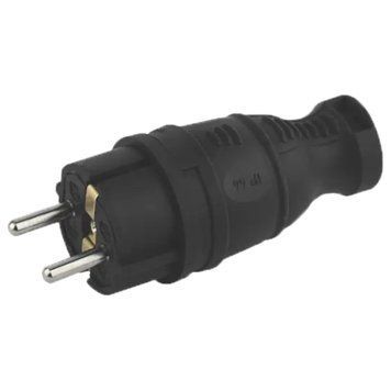 Вилка прямой формы AY-KA с заземляющим контактом 16А каучуковая черная IP44 62-54-05 фото
