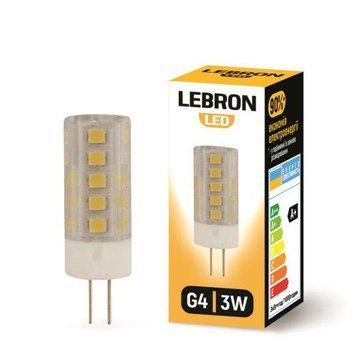 Світлодіодна лампа 3W Lebron форма капсула G4 4500K 280Lm 280Lm L-G4 11-16-04 фото