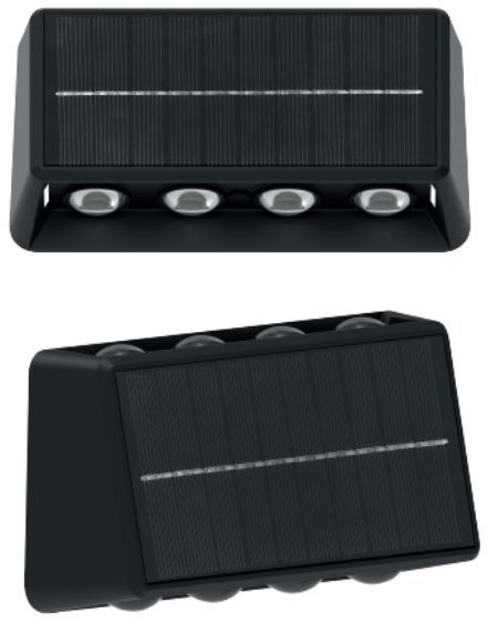 Фасадний LED світильник 8W Horoz Electric з чотирма розсіювачами 3000K/4000K/6400K на сонячній батареї чорний IP65 MALIBU-8 078-017-0008-020 фото
