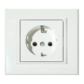 Одинарна розетка із заземленням Ovivo Electric з ABS-пластику білого кольору IP20 MINA 401-010300-217 фото