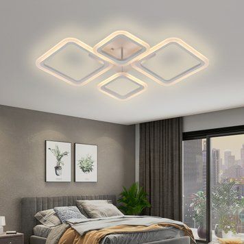 Стельова LED люстра 62W Interees на чотири плафони 3000-6400К з пультом біла IP20 V YZD5086 WT V YZD5086 WT фото