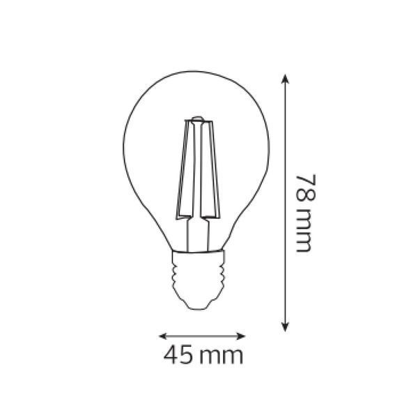Светодиодная филаментная лампа 6W Horoz Electric с цоколем Е27 форма шарик G45 нейтральный свет 4200К прозрачная FILAMENT BALL-6 001-089-0006-050 фото