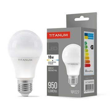 Светодиодная лампа 10W TITANUM E27 форма груша A60 950Lm 4100K нейтральный свет TLA6010274 TLA6010274 фото