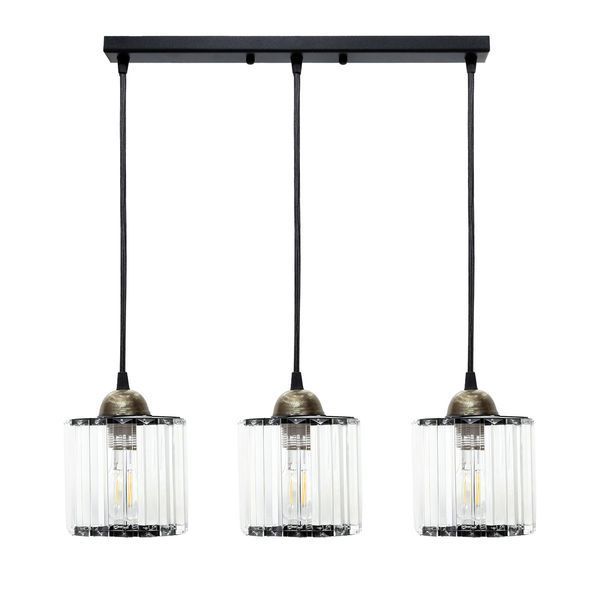Світильник підвісний MSK Electric Brillante підвіс на планці на три плафони Е27 чорний NL 12112-3 BK 623417 фото