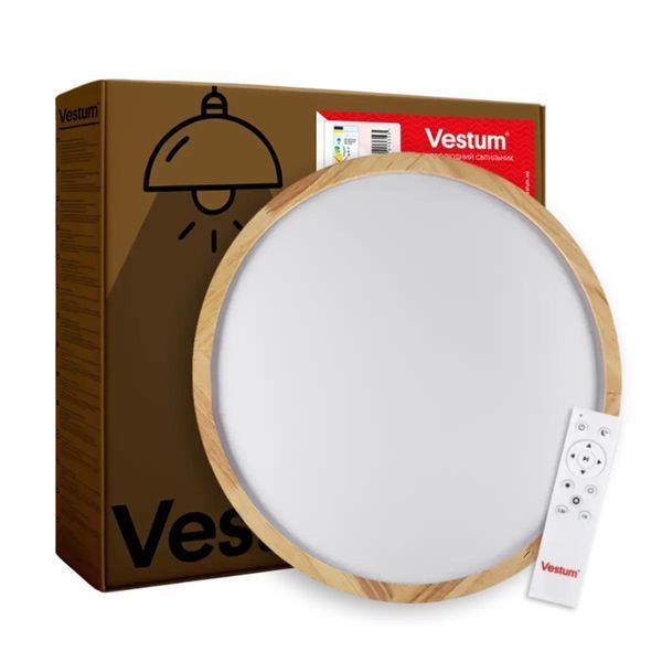 Стельовий LED світильник 60W з пультом Vestum з дерев'яним каркасом 3000К-6500К акація IP40 WOOD VS-91047 фото