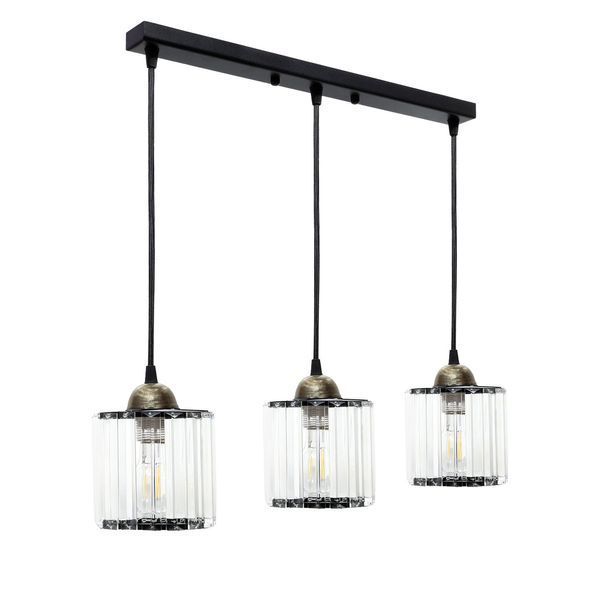 Світильник підвісний MSK Electric Brillante підвіс на планці на три плафони Е27 чорний NL 12112-3 BK 623417 фото