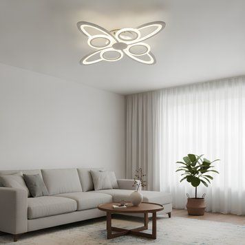 Потолочная LED люстра 128W с пультом ДУ и акриловыми рассеивателями 3000-6500K белого цвета Svet SY-71591/4+4 WH SY-71591/4+4 WH фото