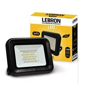 Світлодіодний прожектор 10W Lebron вологозахищений 6200K 800Lm чорний IP65 LF 17-08-11 фото