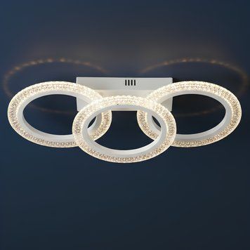 Стельова LED люстра з пультом 54W акрилові кільця 3000-6500К білий корпус INTEREES IS C9081-3B WH C9081-3B фото