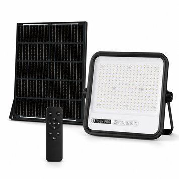 Вуличний світлодіодний прожектор 300 W з пультом Horoz Electric&nbsp;на сонячній батареї&nbsp;3000/4500/6500K чорний IP65&nbsp;TIGER PRO-300 3CCT 068-012-2300-010 фото