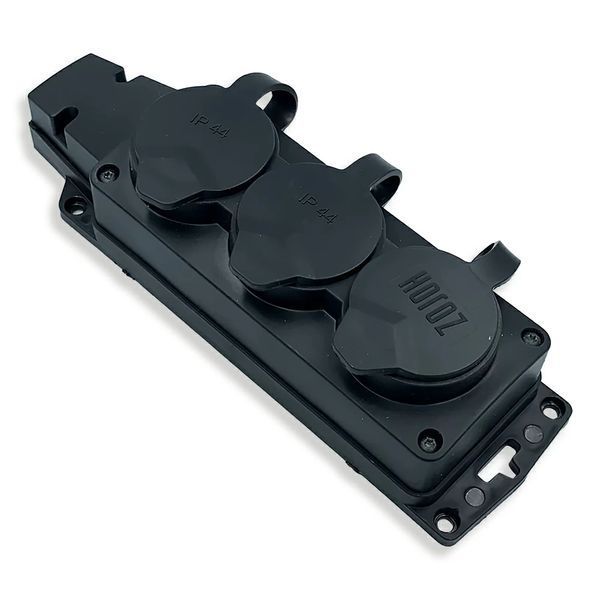 Колодка на три розетки с крышками Teb Elektrik&nbsp;каучуковая&nbsp;16A 250V черная IP44 220-000-301 фото