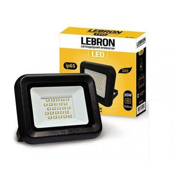 Світлодіодний прожектор 30W Lebron вологозахищений 6200K 2400Lm чорний IP65 LF 17-08-31 фото
