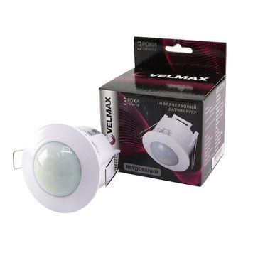 Датчик руху VELMAX накладний до 1200W білий IP20 V-ІМS-40 (ST41) 29-22-40 фото