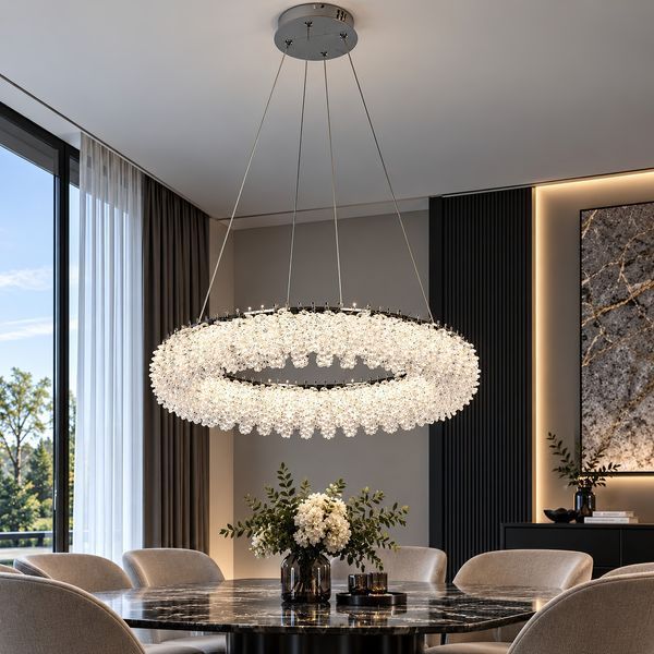 Підвісна LED люстра 148W VALESO з кришталевим кільцем 3000&ndash;6000K хром 33038/800 SP000053848 фото